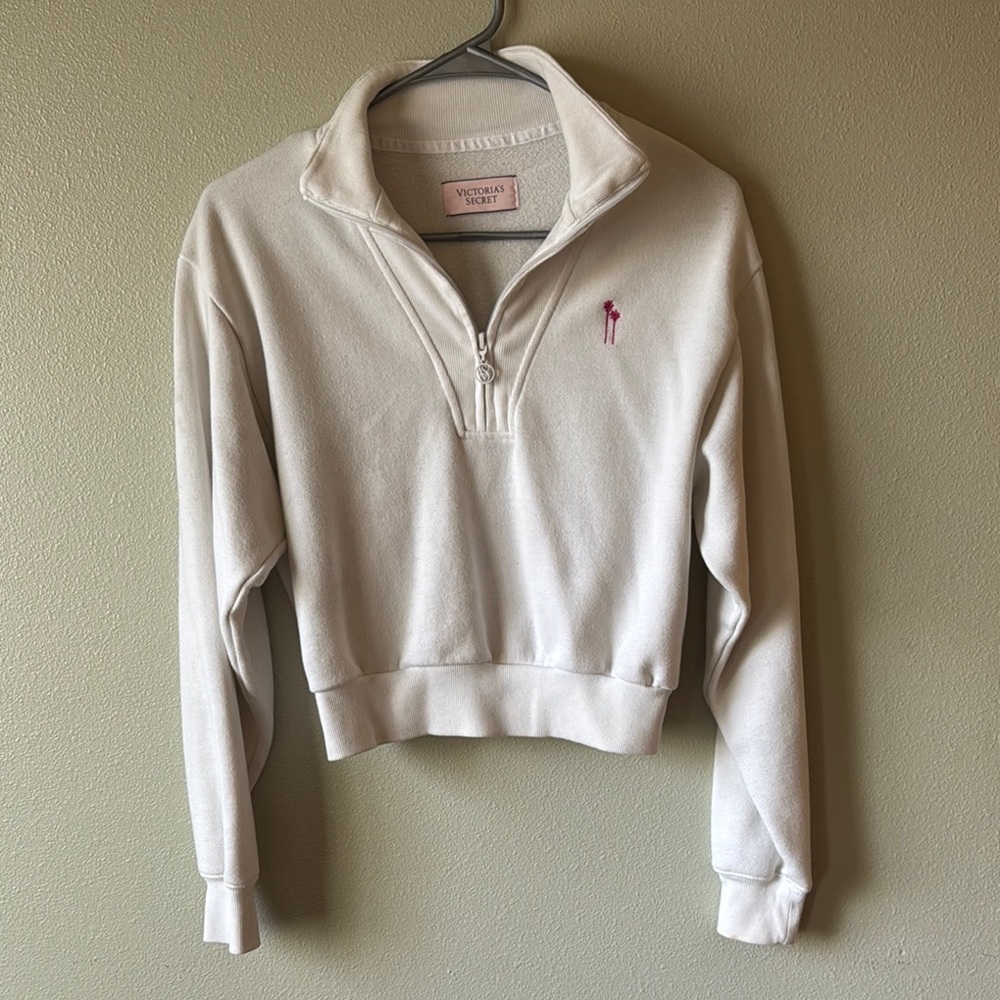 Victoria's Secret White Quarter-Zip Pullover